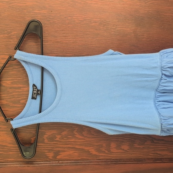 J.Crew Rib High Neck Cutaway Tank Dress Poplin Skirt Blue Size Medium - Picture 6 of 9